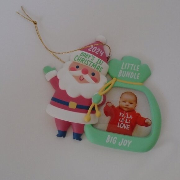 2024 Hallmark LITTLE BUNDLE BIG JOY Ornament BABY'S 1st CHRISTMAS Photo Holder - Picture 3 of 7